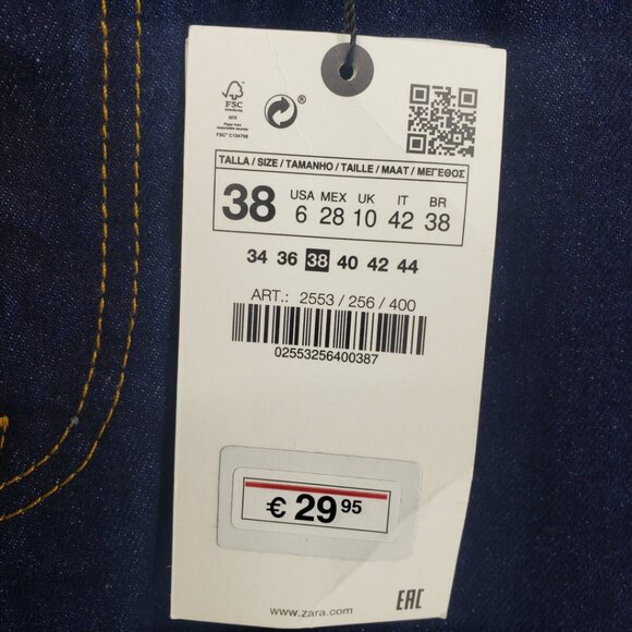 Zara The 90's Full Length Jeans 6 High Rise Waist Dark Wash Austin Blue - Picture 9 of 10